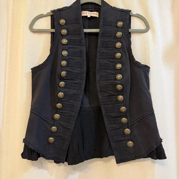 Free People black Buttoned Vest - Picture 1 of 4
